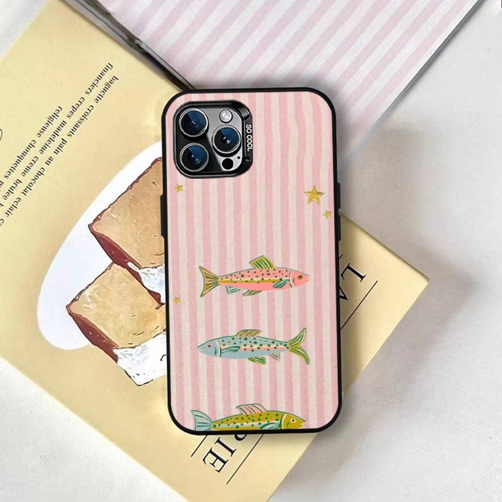 Dreifarbige gestreifte Fisch-Handyhülle für iPhone 17,16,15,14,13,12,11 Plus,Pro Max,XS,Bunte Silberne Handyhülle Funda Cover
