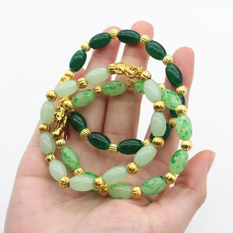 Bracciale Lucky Women Jade Pixiu Bracciale 3d PiYao Uomo e Donna Pendentif Pishu Oro Finto