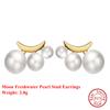 Effie Queen Wedding Elegant Pearl Earrings 925 Sterling Silver Needle Freshwater Pearl Stud Earrings Fashion Jewelry Gift GPE27