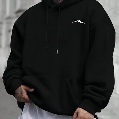 Men's Casual Hooded Sweatshirt Print Kangaroo Pocket Adjustable Drawstring Hood Machine Washable Regular Fit Casual Wear Hoodie