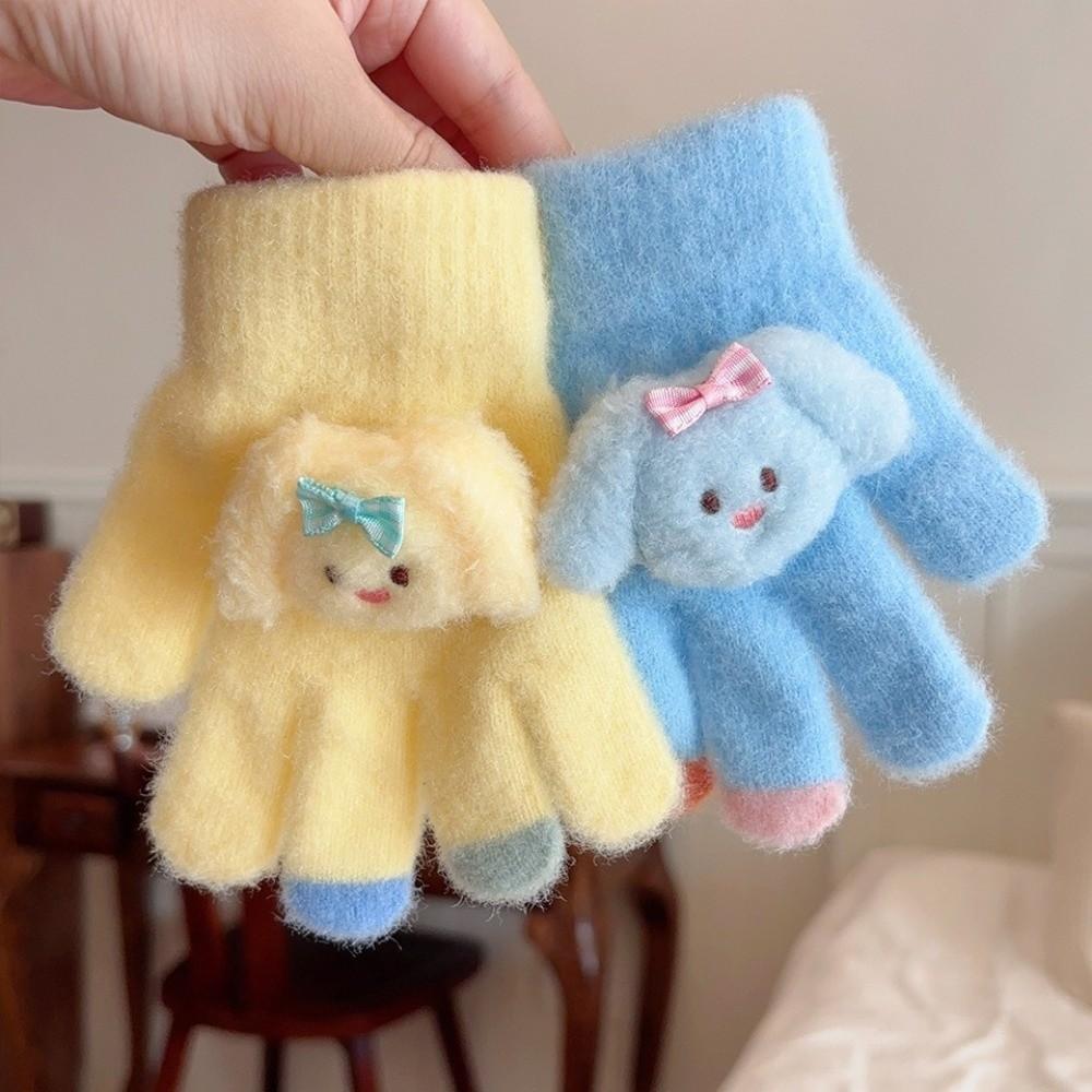 Full Finger Knitted Gloves Warm Lining Winter Gloves Stylish Thermal Gloves  for Kids