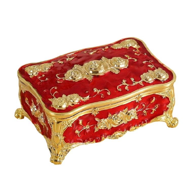 Sturdy Glossy Coated Jewelry Storage Box with Artistic Floral Pattern and Easy Open Mechanism for Individual Use