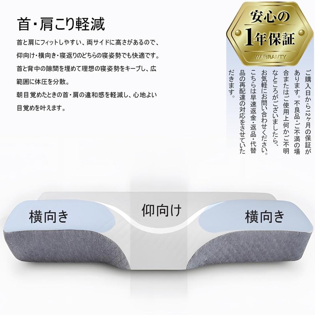 MRedoxe Memory Comfortable Sleep Neck Side Washable 3D Structure Pillow, Foam, Pillow, Relief, Sleeper, Cover, (White + Gray)