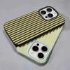 Yellow Black Stripe Lychee Texture Phone Case for iPhone 17 17E 16 15 14 13 12 11 Pro Max Shockproof Protective Cover