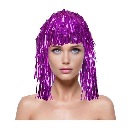 Yousheng Foil Tinsel Wigs And Fancy Dress Costume Disco Themed Fringe Outfit with Elastic Waist Metallic Cosplay Dance Supplies