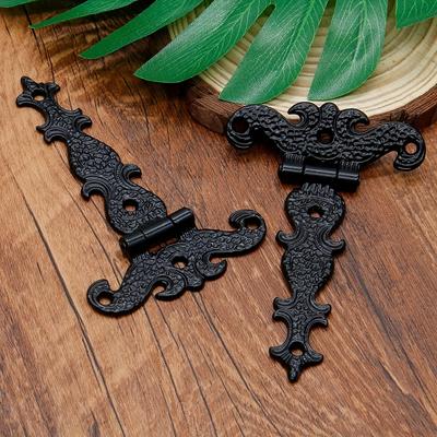 4 Pcs T-Hinge Heavy Duty Hinges - Vintage Black Decorative Set for Barn Doors with Mounting Screws