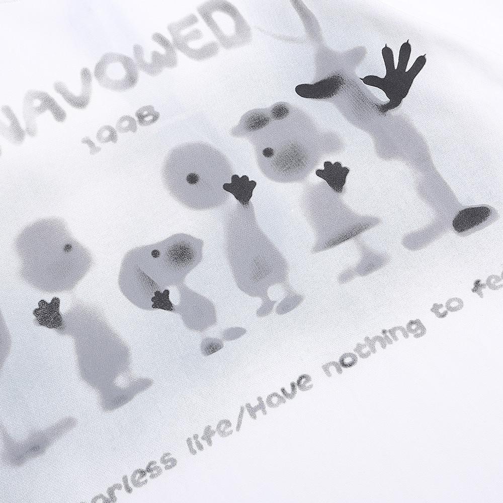 American Cartoon Print Dark Short Sleeved T-shirt for Boys, Summer Casual Street Trend Brand Pure Cotton Round Neck Half Sleeved T-shirt