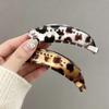 Korean Iridescent Leopard Print Hairpin - Elegant Vertical Banana Clip for Ponytails and Hair Buns.