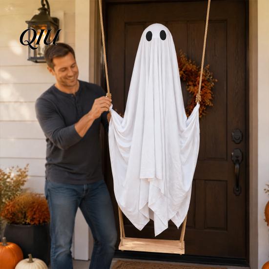 Patio Tree Decorations Halloween Hanging Swing Ghost Decoration, Light Up Large Spooky Creepy Outdoor Figures On A for Outside Garden Yard Porch Decor