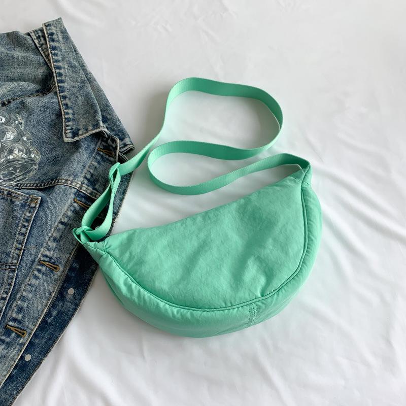 Korean Style Pleated Dumpling Bag: Lightweight Solid Color Shoulder & Crossbody Bag