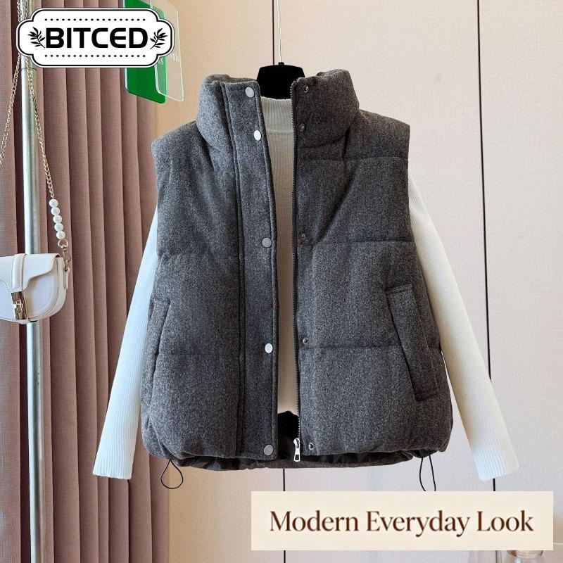 BITCED Damenmode Casual Herbst Winter Einfarbig Druck Ärmellose Jacken & Mäntel Daunenmäntel