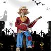 Halloween Banjo Playing Skeletons Decorations Outdoor/Indoor Halloween Party Decors Animated Skull with Light Up eye