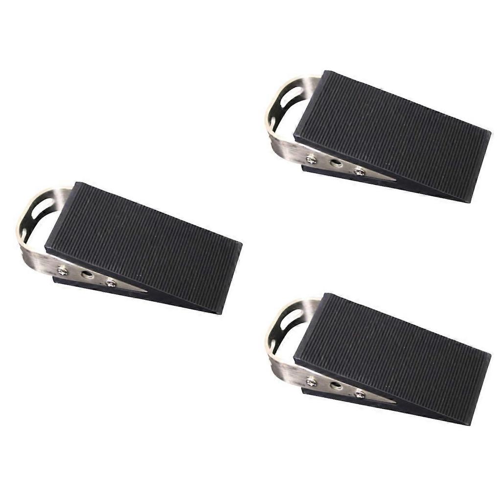Door Stopper Safe Stainless Steel Rubber Guard for Home 3Pcs Black