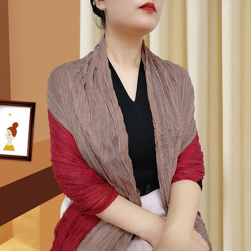 Small Floral Thin Mori Age-reducing Wrinkled Sunscreen Silk Scarf Women's Summer New Versatile Shawl Fashion Trends