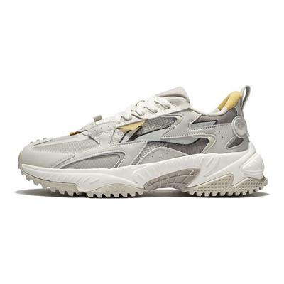 Li Ning Yue Chuan Classic Rebound Shock Absorption Non-Slip Wear-Resistant Low-Top Sports Casual Shoes Men Sneakers Oatmeal-Gray AGCS089-2