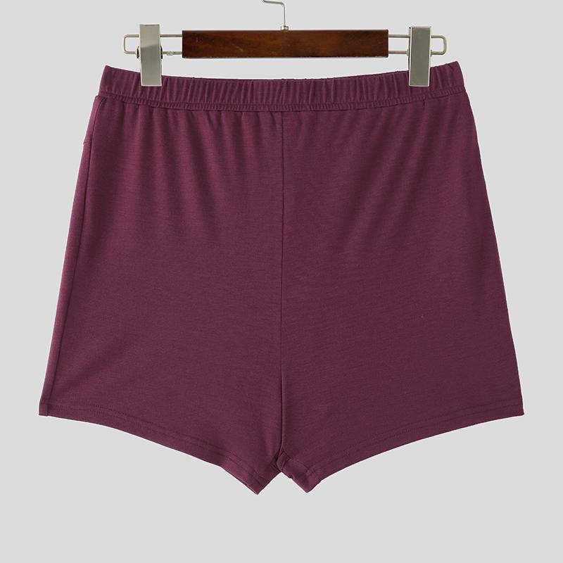 Men Elastic Waist Back Cutout Home Wear Mini Pants Shorts Pajamas