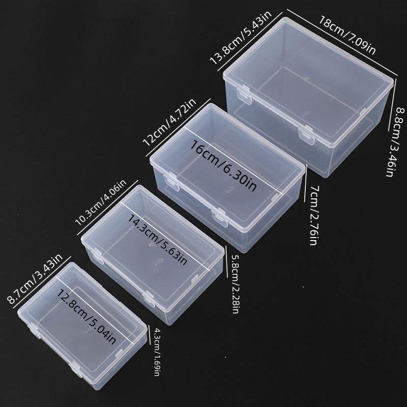 4-piece transparent card storage box, multifunctional desktop organizer for stationery and cosmetics, stackable design