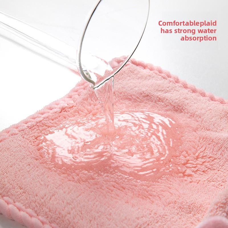 Cute Pig Embroidered Hanging Hand Towel, Absorbent Coral Fleece Kitchen Towel, Dish Cloth