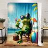 "Relaxing Frog with Cocktail On Beach" Patterned Flannel Blanket Perfect for the Bedroom Living Room, Sofa, or a Little Nap