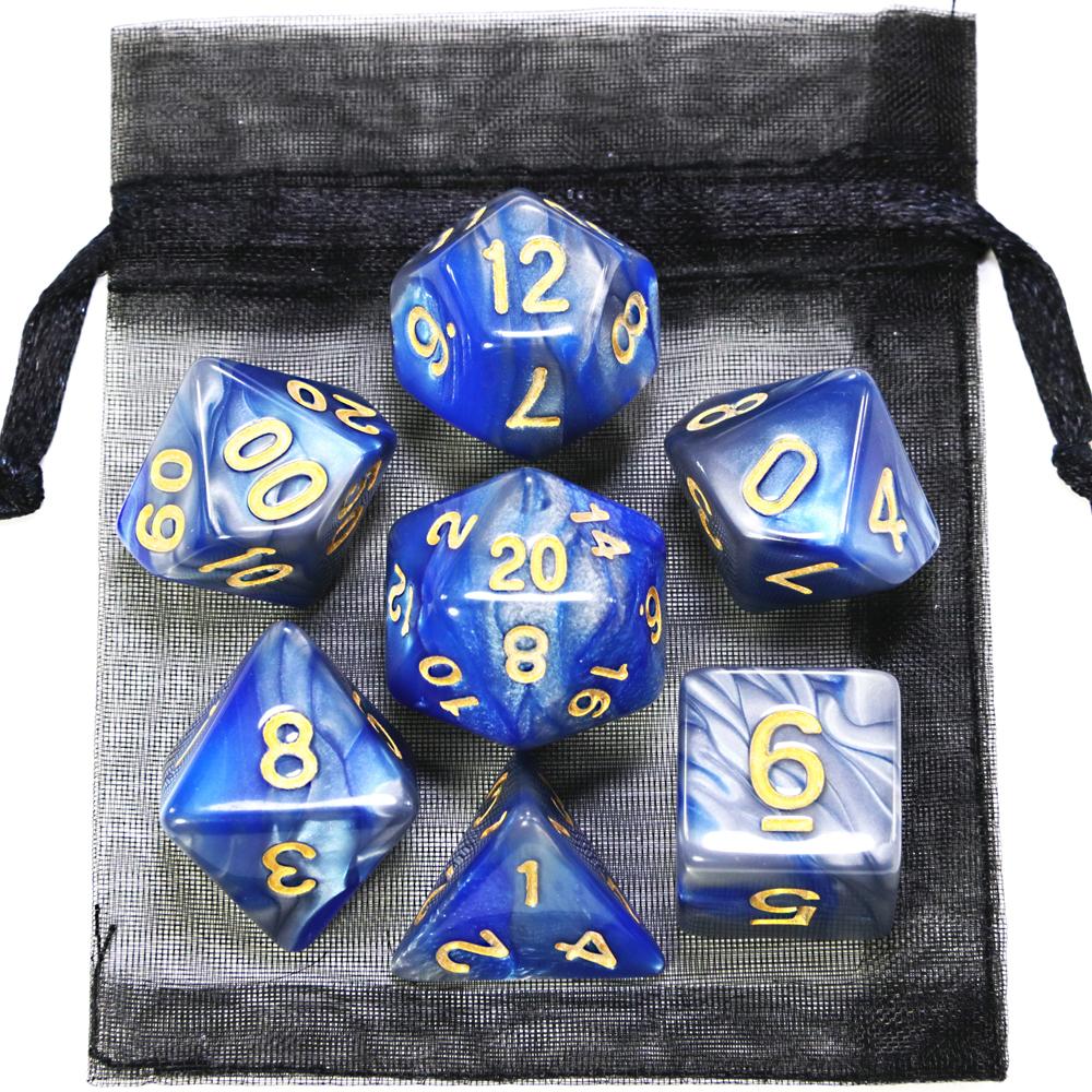 Würfel DND Spielwürfel Rollenwürfel Farbmischwürfel Würfelset mit Tasche 9 verschiedene Stile erhältlich für tragbares Spielzeug DND RPG TRPG Spiele