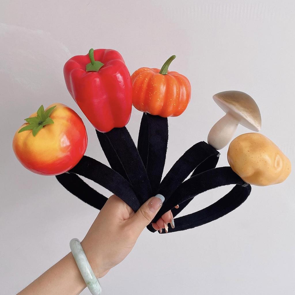 Novelty Knitted Headbands Stuffed Vegetables Hairbands Comfortable Costume Headpiece for Party Costume Accessory