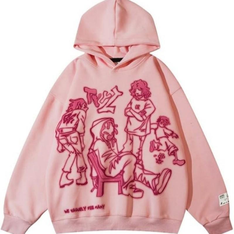 Mens Oversized Hooded Sweatshirt With 3D Digital Print Loose Fit Streetwear