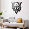 Fierce Wolf Head Wall Art Wrought Iron Roaring Wolf Wall Hanging Decoration for Living Room Bedroom Office