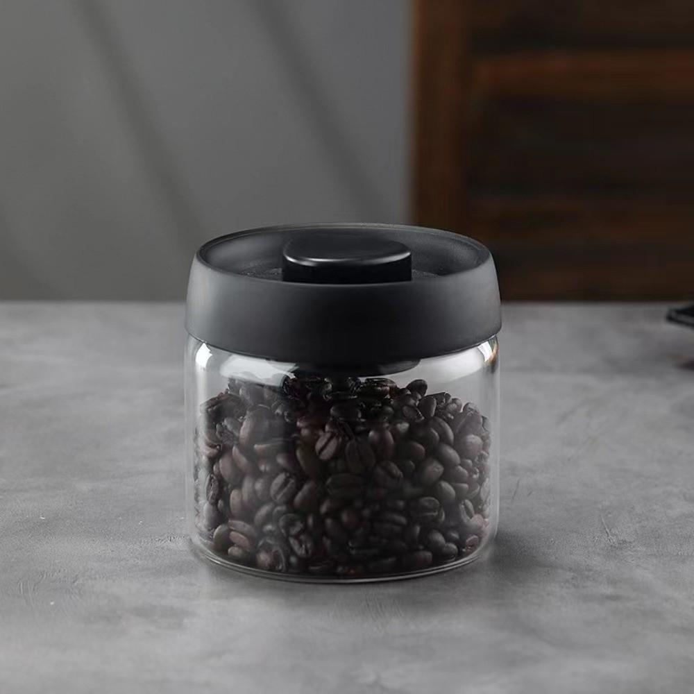 Press Type Coffee Bean Storage Jar Manual Glass Coffee Jar Vacuum Sealed Jar Home Use