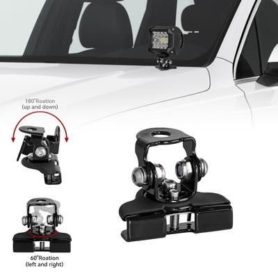 2pcs Stainless Steel Universal Car Auto A-Pillar Hood LED Work Light Bracket Holder Clamp Engine Cover Lamp Bar Mounting Clamp
