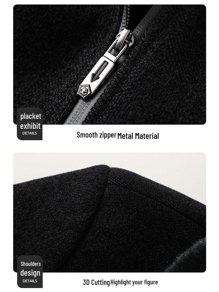 Mid-Aged & Elderly Velvet-Lined Corduroy Lapel Jacket - Thickened Winter Coat for Dad & Grandpa