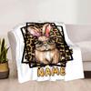 Cute Bunny With Glasses And Bowknot Home Customize Your Name Blankets Soft Cozy Lightweight Allseason Multipurpose Blanket For Picnics Sofas Offices