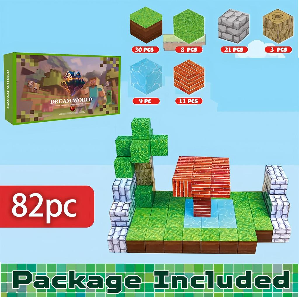 My Magnetic Block World: Primeval Forest Series Educational Building Cubes for Children