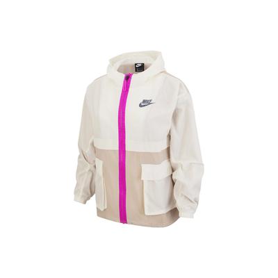 Sportswear Color Block Loose Fit Hooded Jacket Women Jacket Light-Ivory Shimmer Flame-Pink DD2089-110
