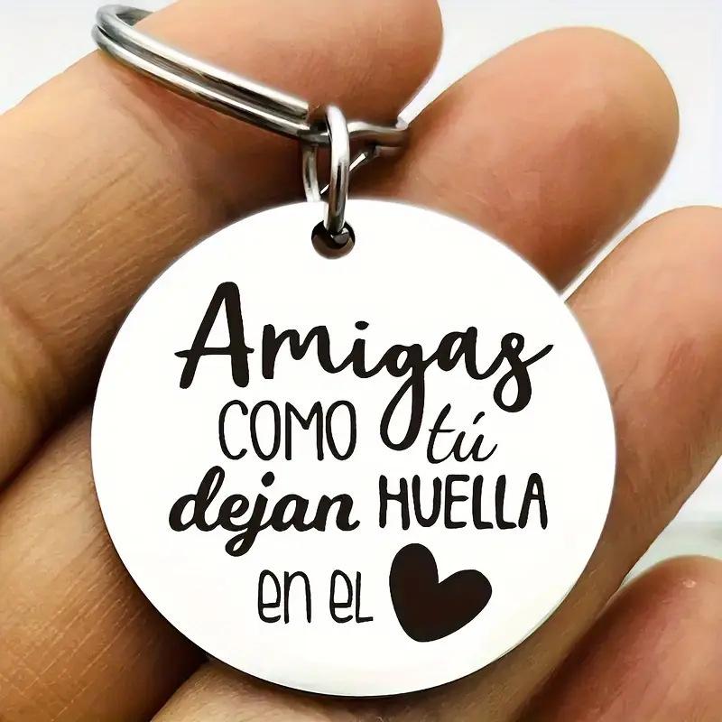 Stainless Steel Round Tag Letter Titanium Steel Keychain Inspirational Gift Stainless Steel Keychain for Backpack Bag Pendant