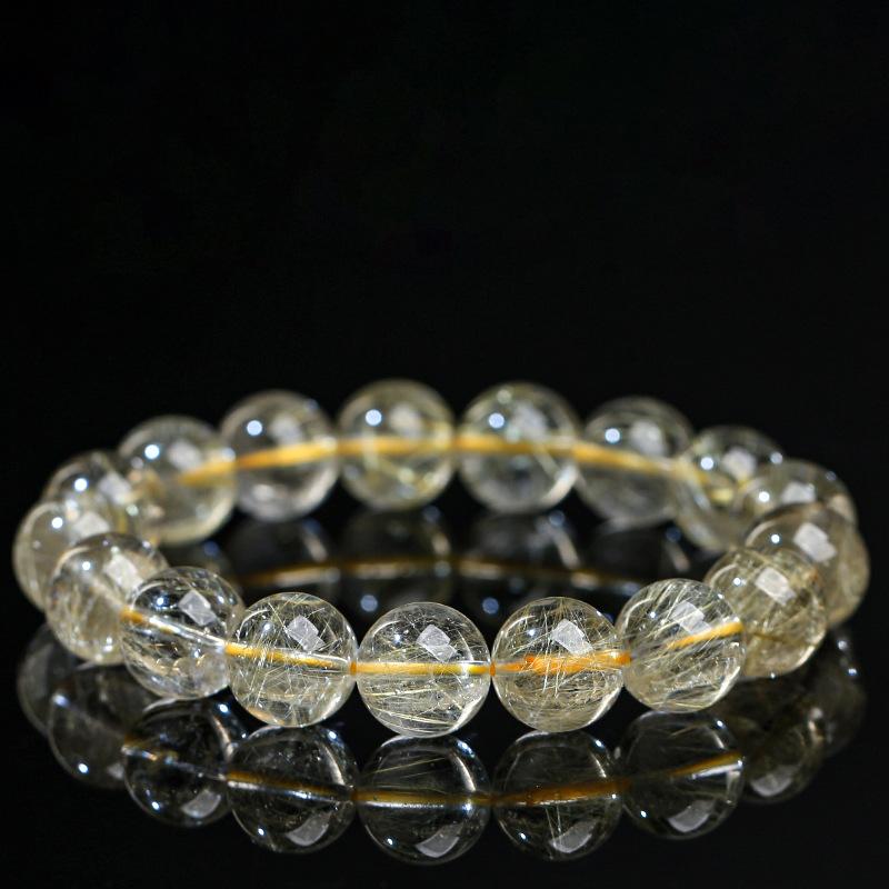 Hongchu Crystal Natural Venus Golden Rutilated Quartz Bead Bracelet Ice Venus Golden Rutilated Quartz Bracelet