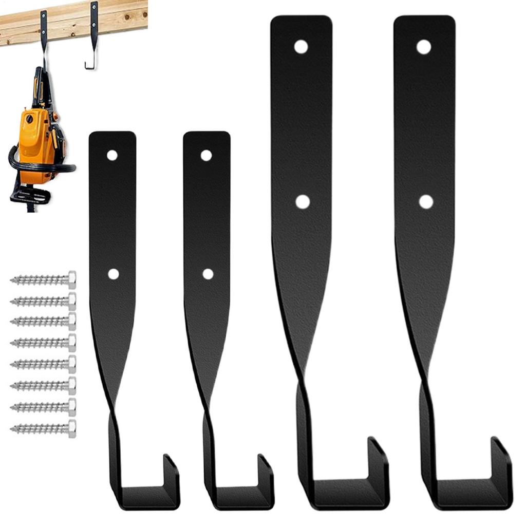 4 Pieces Chainsaw Wall Mount Holder Metal Rust-Resistant Space-Saving Organization Heavy Duty Chain Saw Storage Rack Hook
