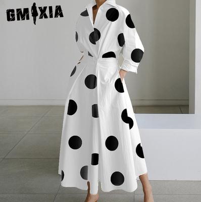 Women's Fashion Summer Spring Long Sleeve POLO-Neck Casual Dresses