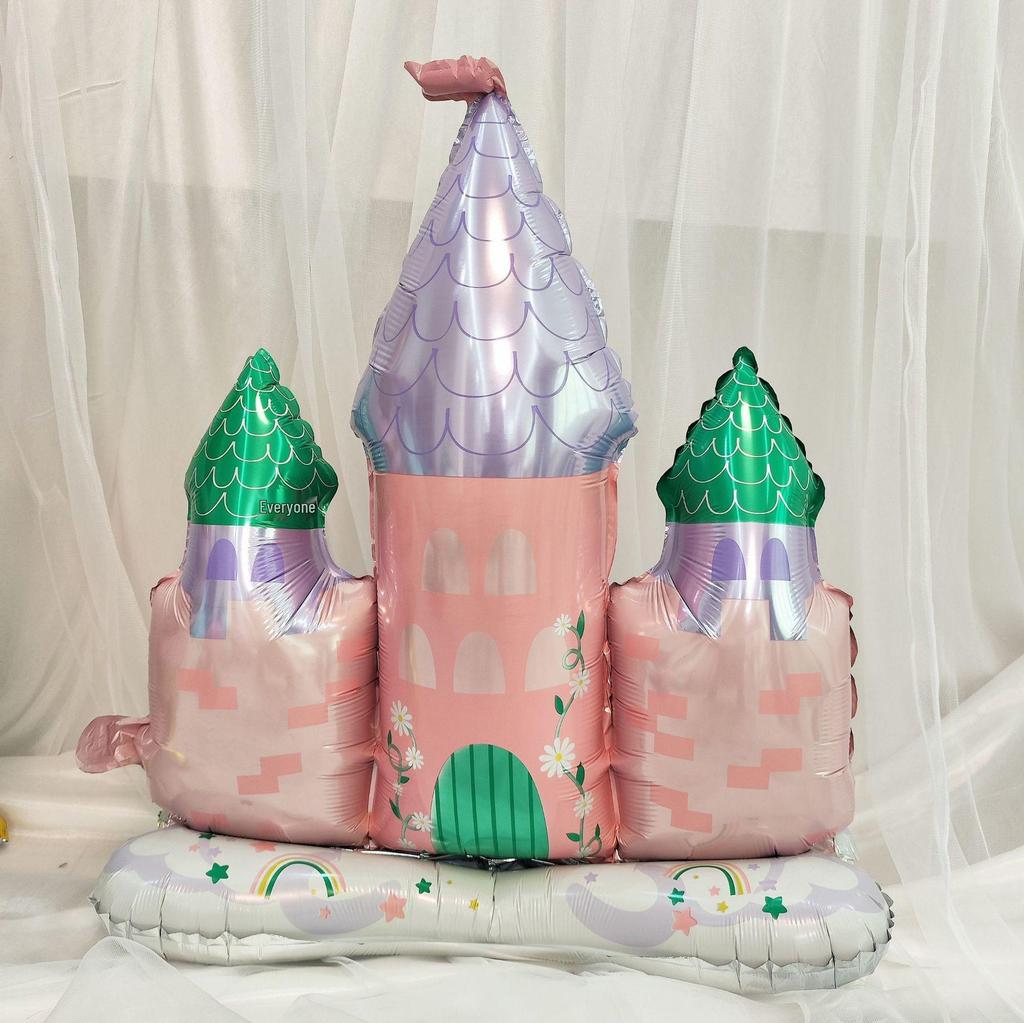 Gradient Rainbow Balloon with Crown for Girl's First Birthday Party Background Decoration