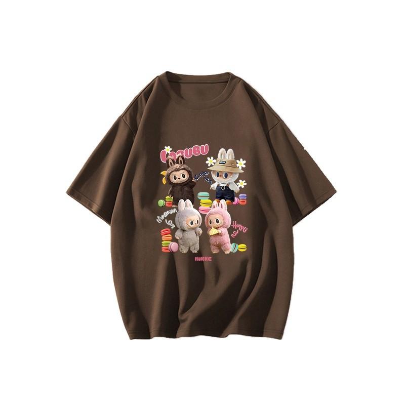 New Loose LABUBU Printing Women Tees Round Neck Short Sleeved T-shirt Fashion Causal Daily Tops