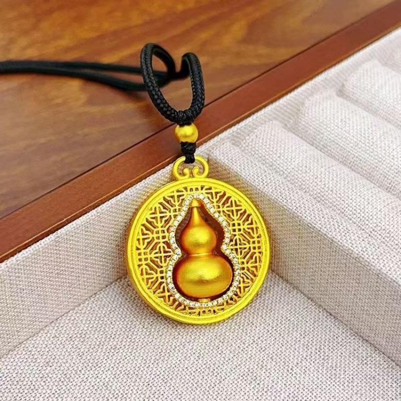 Novo em ouro antigo chinês artesanato colar Design clássico pingente de cabaça oca rotativa casamento fino presente