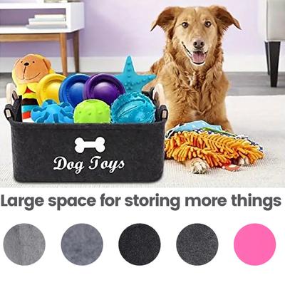 Soft Plush Dog Toy Storage Basket With Wooden Handle Perfect For Organizing Pet Supplies At Home