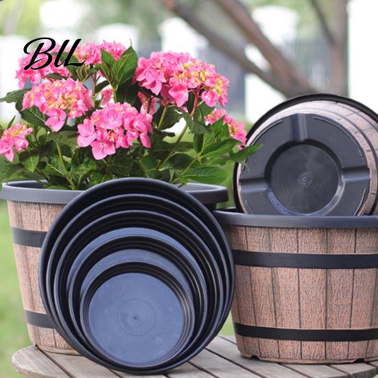Brown Rustic Plant Pot Flowerpot Barrel Style Pots with Built-In Drainage Holes 8" Plastic-Inspired Finish Extra-Large, Thick Planter for Patio Garden