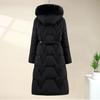 European goods, large fur collar, down cotton-padded clothes, women's medium and long styles, over-knee thickened warm cotton-padded clothes, fashion