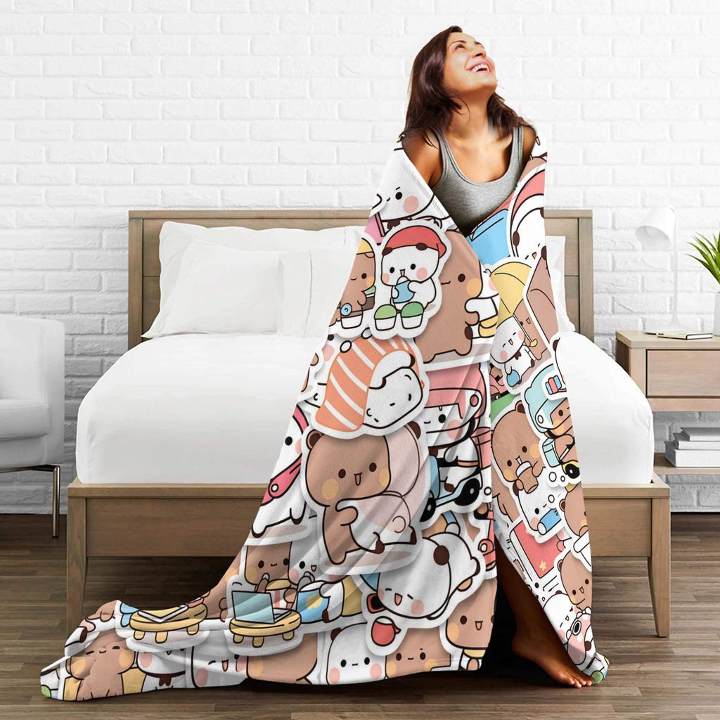 Comfortable Throw Blanket Plane Travel Bubu & Dudu Collage Blankets Flannel Bedspread For Home Decor Funny Sofa Bed Cover