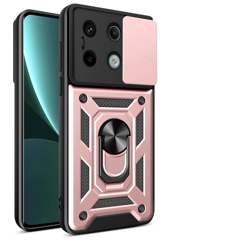 For Xiaomi Redmi Note 13 12 Pro Plus 5G 4G Case Car Magnetic Ring Holder Slide Camera Armor Shockproof Xiaomi POCO X6 M6 Pro
