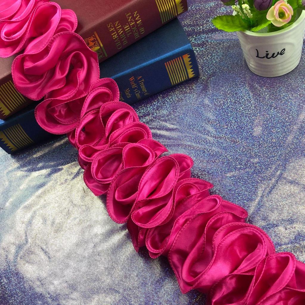 1Meters/lot 10cm Wide Colorful Satin Wave Three-dimensional Lace DIY Performance Costume Dance Dress Skirt Lace