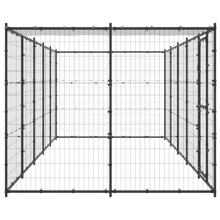 VidaXL Chenil Extérieur Acier avec Toit 12,1 m² Enclos Niche Cage pour Chiens 3082294