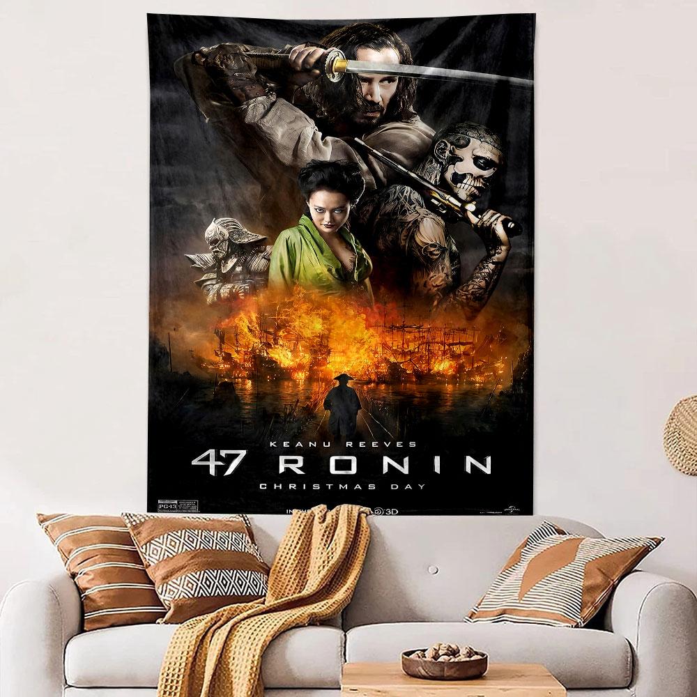 47 Ronin Tapestry Wall Hanging, Keanu Reeves Samurai Art, Epic Movie Wall Decor for Bedroom Man Cave