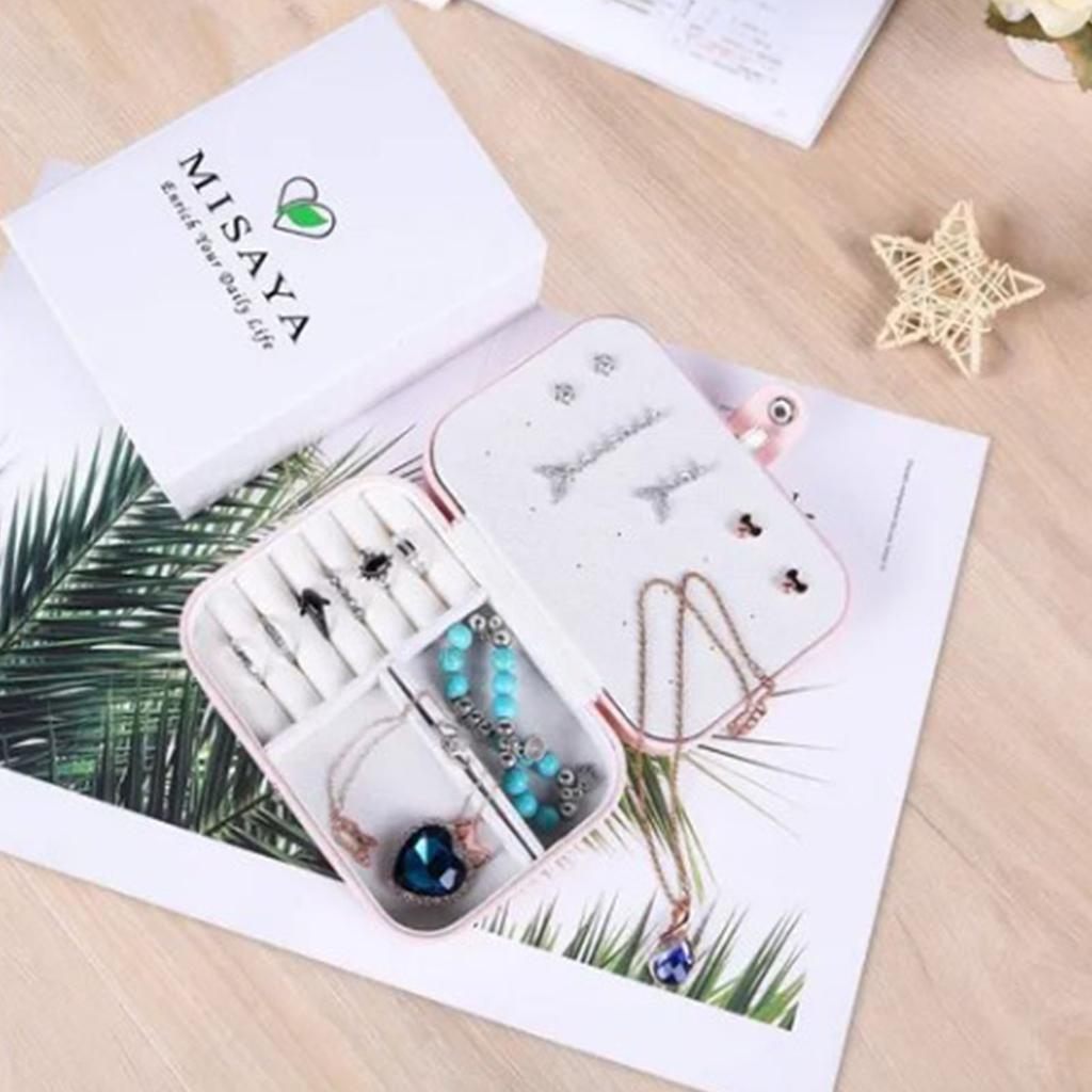 Jewelry Storage Box Ring Earing Necklace Bracket Organizer Portable Large Capacity Gift Pink