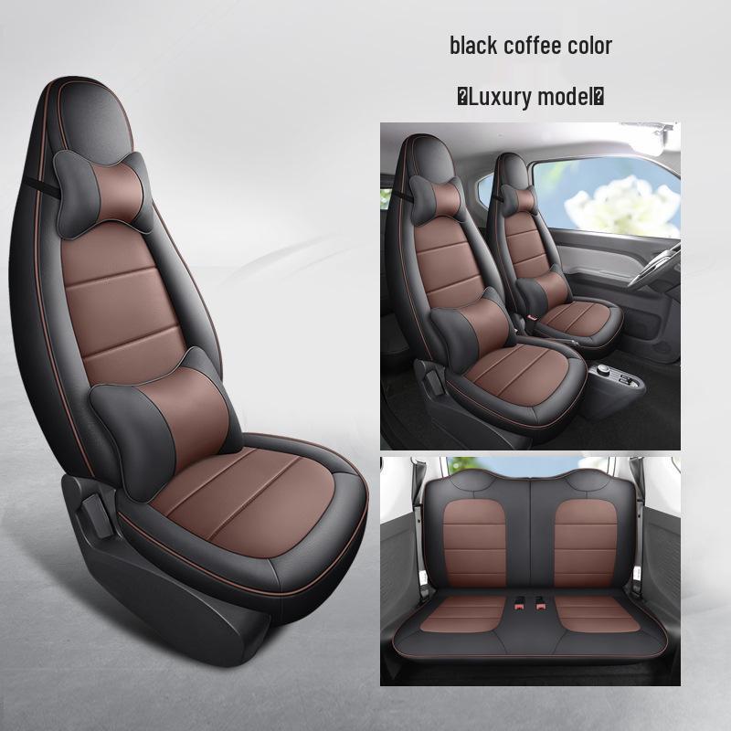 Wuling Mini Cute Cartoon Leather Car Seat Cushion Cover - Universal Fit, All Seasons
